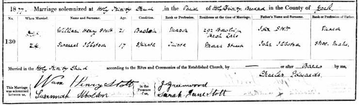 Susannah Stott and William Henry Stott married in 1877.